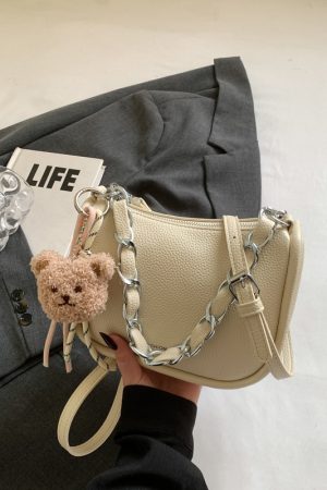 Korean-Style Lychee Texture Handbag for Women - Trendy 2025 Shoulder Crossbody Pillow Bag