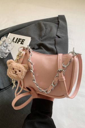 Korean-Style Lychee Texture Handbag for Women - Trendy 2025 Shoulder Crossbody Pillow Bag