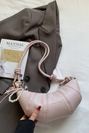 Korean Style Lychee Texture Small Crossbody Bag - Stylish Shoulder Bag for Women, 2025 Trendy Niche Design, Textured Underarm Horn Bag