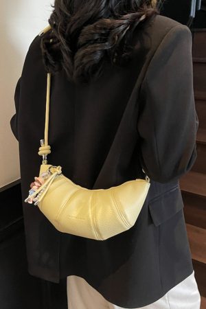 Korean Style Lychee Texture Small Crossbody Bag - Stylish Shoulder Bag for Women, 2025 Trendy Niche Design, Textured Underarm Horn Bag