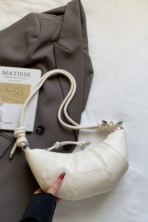 Korean Style Lychee Texture Small Crossbody Bag - Stylish Shoulder Bag for Women, 2025 Trendy Niche Design, Textured Underarm Horn Bag