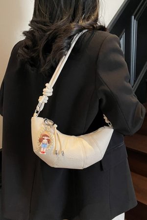 Korean Style Lychee Texture Small Crossbody Bag - Stylish Shoulder Bag for Women, 2025 Trendy Niche Design, Textured Underarm Horn Bag