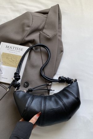 Korean Style Lychee Texture Small Crossbody Bag - Stylish Shoulder Bag for Women, 2025 Trendy Niche Design, Textured Underarm Horn Bag