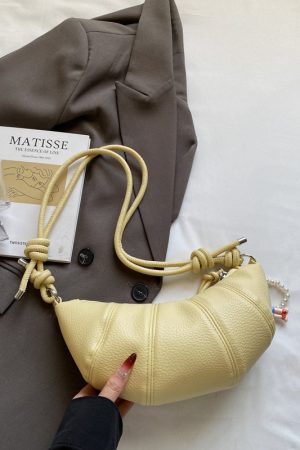 Korean Style Lychee Texture Small Crossbody Bag - Stylish Shoulder Bag for Women, 2025 Trendy Niche Design, Textured Underarm Horn Bag
