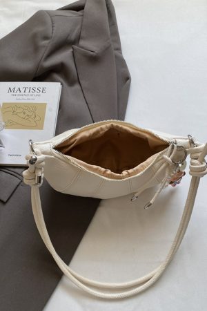 Korean Style Lychee Texture Small Crossbody Bag - Stylish Shoulder Bag for Women, 2025 Trendy Niche Design, Textured Underarm Horn Bag