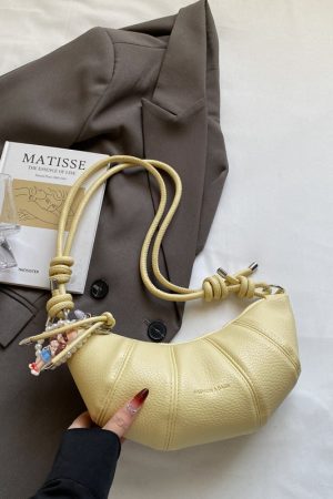 Korean Style Lychee Texture Small Crossbody Bag - Stylish Shoulder Bag for Women, 2025 Trendy Niche Design, Textured Underarm Horn Bag