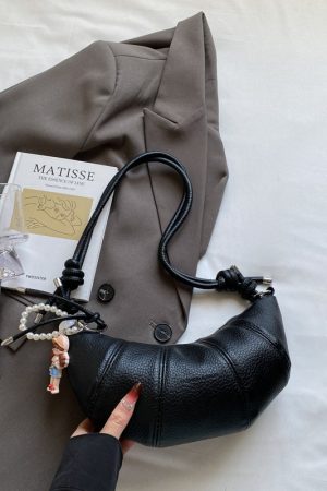 Korean Style Lychee Texture Small Crossbody Bag - Stylish Shoulder Bag for Women, 2025 Trendy Niche Design, Textured Underarm Horn Bag