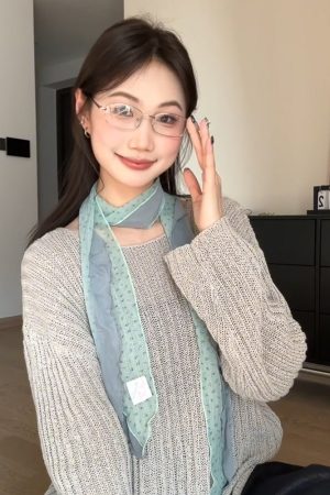 Korean-Style Matcha Mint Green Mesh Silk Scarf - Elegant Long Thin Neck Accessory for Spring and Summer