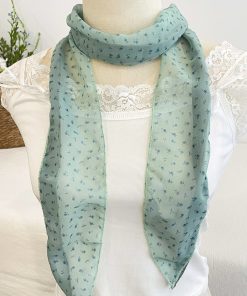 Korean-Style Matcha Mint Green Mesh Silk Scarf - Elegant Long Thin Neck Accessory for Spring and Summer