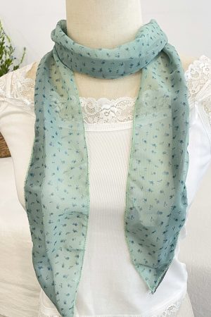 Korean-Style Matcha Mint Green Mesh Silk Scarf - Elegant Long Thin Neck Accessory for Spring and Summer