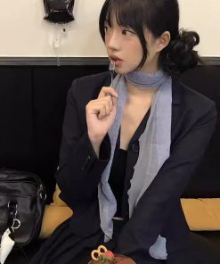 Korean-Style Matcha Mint Green Mesh Silk Scarf - Elegant Long Thin Neck Accessory for Spring and Summer