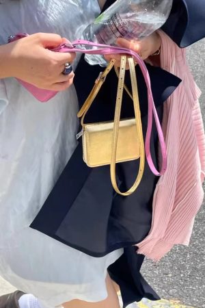 Korean Style Mini Square Crossbody Bag - Trendy Multi-Color Fashionable Waist Bag for Cards - Perfect for Y2K and Internet Aesthetic