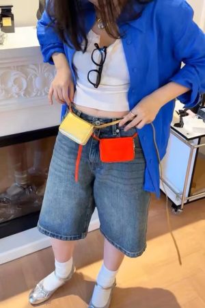 Korean Style Mini Square Crossbody Bag - Trendy Multi-Color Fashionable Waist Bag for Cards - Perfect for Y2K and Internet Aesthetic