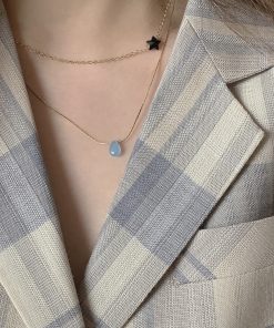 Korean Style Mini Water Droplet Pendant Necklace - Delicate Fashion Accessory for a Chic Look