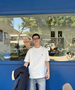 Korean Style Minimalist Embroidered Heart T-Shirt for Men - Short Sleeve Loose Casual Top