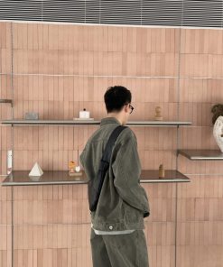 Korean-Style Minimalist Green Denim Jacket for Men, Retro Loose Fit Versatile Top