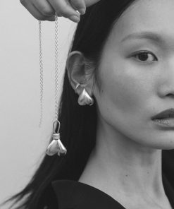 Korean Style Minimalist Large Heart Pendant Necklace - Trendy 3D Silver Love Sweater Chain Jewelry