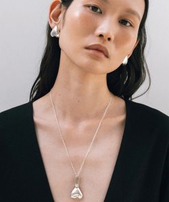 Korean Style Minimalist Large Heart Pendant Necklace - Trendy 3D Silver Love Sweater Chain Jewelry