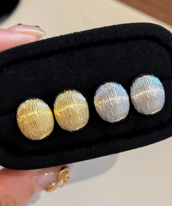 Korean-Style Minimalist Metallic Texture Short Trendy Earrings for Women - High-End Sophisticated Vibe 2025 Collection