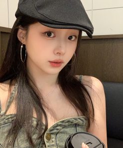 Korean-Style Minimalist Silver Hoop Earrings - Versatile Round Ear Studs for 2025 Trendy Fashion