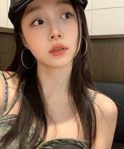 Korean-Style Minimalist Silver Hoop Earrings - Versatile Round Ear Studs for 2025 Trendy Fashion