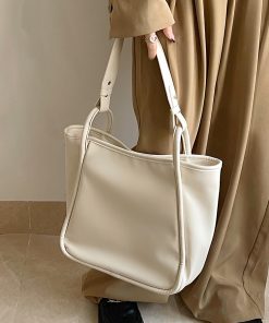 Korean-Style Minimalist Tote Bag - 2025 Spring/Summer Commuter Handbag, Large Capacity Fashionable Shoulder Bag