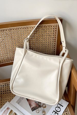 Korean-Style Minimalist Tote Bag - 2025 Spring/Summer Commuter Handbag, Large Capacity Fashionable Shoulder Bag