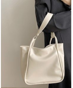 Korean-Style Minimalist Tote Bag - 2025 Spring/Summer Commuter Handbag, Large Capacity Fashionable Shoulder Bag
