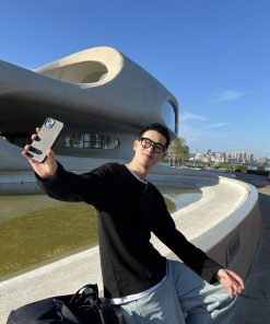 Korean-Style Minimalist White-Edged Round Neck Long Sleeve T-Shirt for Men - Autumn Winter Base Layer Top