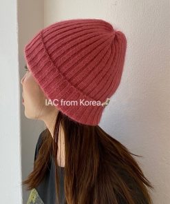 Korean Style Multi-Color Wide Ribbed Angora Rabbit Hair Yarn Hat for Winter Fashion