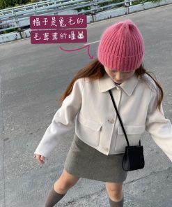 Korean Style Multi-Color Wide Ribbed Angora Rabbit Hair Yarn Hat for Winter Fashion