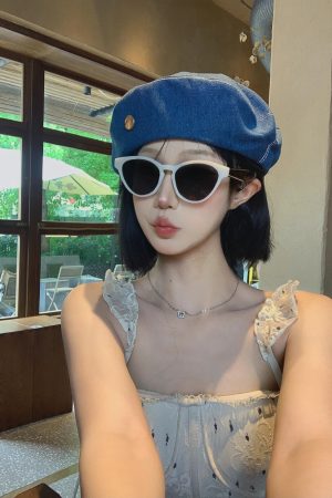 Korean-Style Oversized Denim Beret Hat, Retro Octagonal Design, Face-Shaping Versatile Fashion Hat for Women