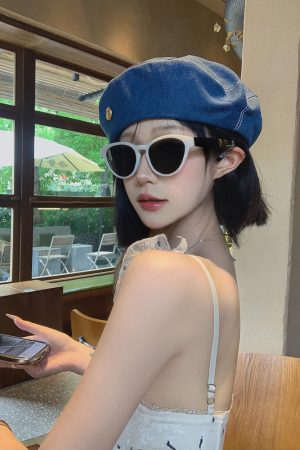 Korean-Style Oversized Denim Beret Hat, Retro Octagonal Design, Face-Shaping Versatile Fashion Hat for Women