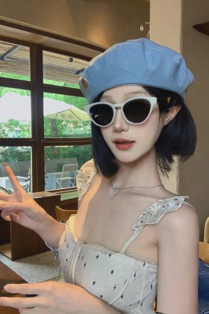 Korean-Style Oversized Denim Beret Hat, Retro Octagonal Design, Face-Shaping Versatile Fashion Hat for Women
