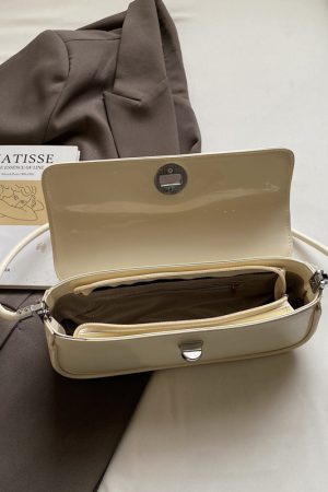 Korean-Style Patent Leather Underarm Bag for Women - 2025 New Model, High-End Handheld & Shoulder Small Square Bag, Versatile & Chic