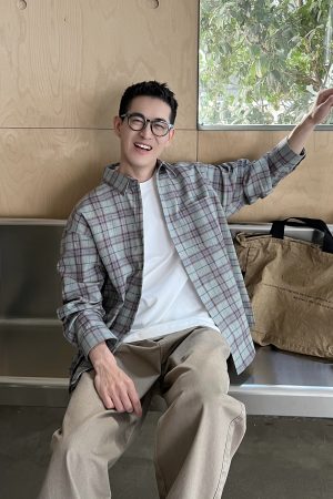 Korean Style Plaid Shirt for Men, Early Spring Casual Loose Jacket, Lazy Minimalist Design, Perfect for 90s and Y2K Fashion