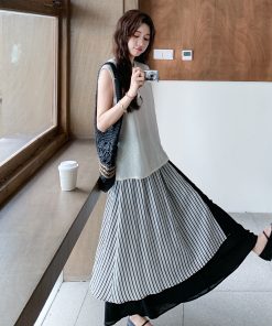 Korean Style Plaid Spliced Skirt Set for Women - Sleeveless Top Two-Piece Outfit - 2025 Summer Fashion Trend