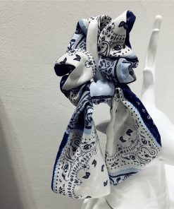 Korean-Style Printed Houndstooth Pleated Five-Pointed Star Hair Tie with Ribbon Detail for Trendy Looks