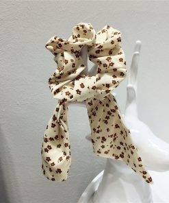 Korean-Style Printed Houndstooth Pleated Five-Pointed Star Hair Tie with Ribbon Detail for Trendy Looks