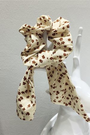 Korean-Style Printed Houndstooth Pleated Five-Pointed Star Hair Tie with Ribbon Detail for Trendy Looks