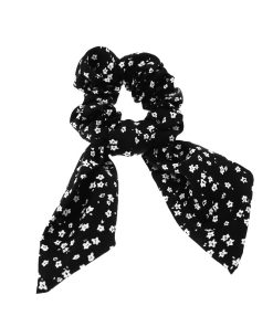 Korean-Style Printed Houndstooth Pleated Five-Pointed Star Hair Tie with Ribbon Detail for Trendy Looks