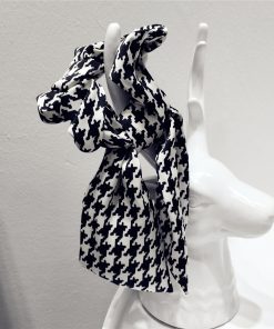 Korean-Style Printed Houndstooth Pleated Five-Pointed Star Hair Tie with Ribbon Detail for Trendy Looks