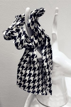 Korean-Style Printed Houndstooth Pleated Five-Pointed Star Hair Tie with Ribbon Detail for Trendy Looks
