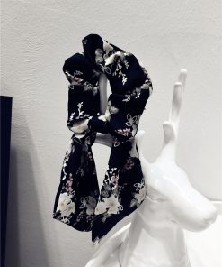 Korean-Style Printed Houndstooth Pleated Five-Pointed Star Hair Tie with Ribbon Detail for Trendy Looks