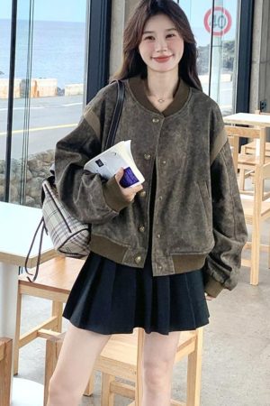 Korean-Style Printed Short Jacket for Spring 2025 - Chic Baseball Jacket, Unique Design, Trendy and Popular Fashion Essential