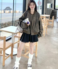 Korean-Style Printed Short Jacket for Spring 2025 - Chic Baseball Jacket, Unique Design, Trendy and Popular Fashion Essential