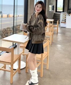 Korean-Style Printed Short Jacket for Spring 2025 - Chic Baseball Jacket, Unique Design, Trendy and Popular Fashion Essential