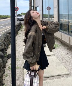 Korean-Style Printed Short Jacket for Spring 2025 - Chic Baseball Jacket, Unique Design, Trendy and Popular Fashion Essential