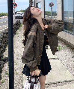 Korean-Style Printed Short Jacket for Spring 2025 - Chic Baseball Jacket, Unique Design, Trendy and Popular Fashion Essential