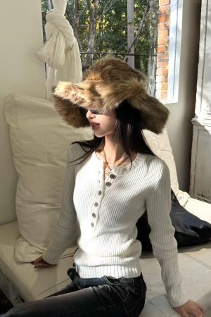 Korean Style Pumpkin Deep V-Neck Henley Knit Pullover Sweater - Cozy Wool Base Layer Top